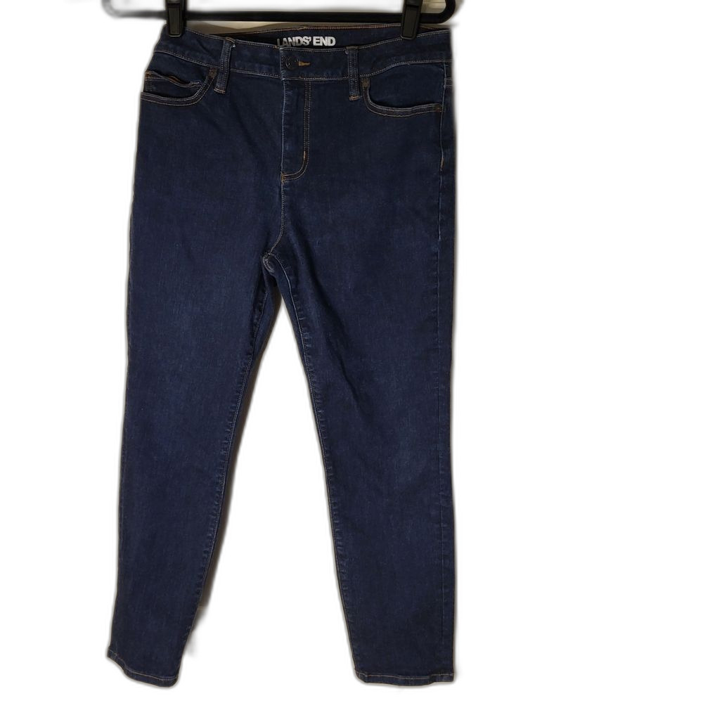 Lands' End Women's Blue Jeans Skiiny CURVY MID RISE - 12P